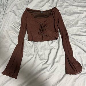 SHEIN Fairy Bell Sleeve Crop Top